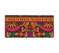 Grande tappetino per mouse da gioco, 40,6 x 90,2 cm, antiscivolo, esteso, XXL, tappetino da scrivania lungo con bordi cuciti, per tastiera, casa, ufficio, lavoro, arte popolare messicana, boho, grande