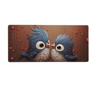 Grande tappetino per mouse da gioco, 40,6 x 90,2 cm, antiscivolo, esteso, XXL, tappetino per scrivania lungo con bordi cuciti, per tastiera, casa, ufficio, gioco, lavoro, amore, uccellini, strisce