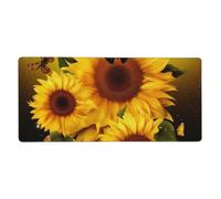 Grande tappetino per mouse da gioco, 89 x 40 cm, girasole floreale farfalle Art Desk Mat XXL, bordo cucito antiscivolo, tappetino per mouse esteso tastiera impermeabile per computer per lavoro ufficio