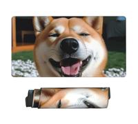 Grande tappetino per mouse da gioco con base in gomma antiscivolo, Shiba Inu Smile Tongue Out Tappetino per mouse con bordo cucito, 74,9 x 40,6 cm, tappetino da scrivania esteso per laptop e tastiera