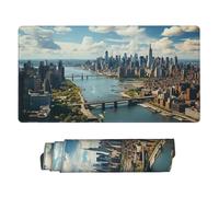 Grande tappetino per mouse da gioco con base in gomma antiscivolo, tappetino per mouse New York Manhattan con bordo cucito, 74,9 x 40,6 cm, tappetino da scrivania esteso per laptop, tappetino per