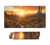Grande tappetino per mouse da gioco con base in gomma antiscivolo, tappetino per mouse Saguaros at Sunset con bordo cucito, 75 x 40 cm, tappetino da scrivania esteso per laptop e tastiera per ufficio