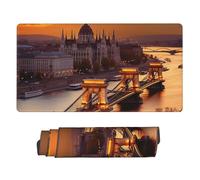 Grande tappetino per mouse da gioco con base in gomma antiscivolo, tramonto a Budapest tappetino per mouse con bordo cucito, 74,9 x 40,6 cm esteso tappetino da scrivania per laptop tastiera per