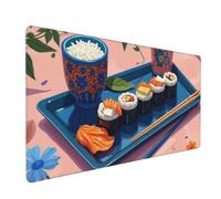 Grande tappetino per mouse da gioco, con stampa di sushi blu, tappetino antiscivolo per tastiera e mouse da scrivania, tappetino per mouse per ufficio e casa, accessori per la casa, 40,6 x 89,6 cm