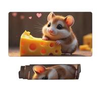 Grande tappetino per mouse da gioco, con stampa di un mouse giallo con bordi cuciti, base in gomma, tappetino per scrivania, tappetino per mouse per laptop, tastiera PC, tappetino per mouse per lavoro