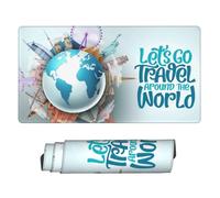 Grande tappetino per mouse da gioco - Let's go travel around the world base in gomma tappetino da scrivania con bordi cuciti, tappetino per mouse per computer portatile, tastiera PC, tappetino per