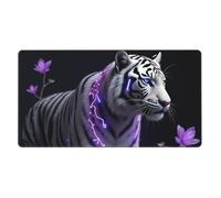 Grande tappetino per mouse da gioco, moderno bianco Tiger-A, tappetino antiscivolo per tastiera e mouse da scrivania, tappetino per mouse per ufficio e casa, accessori per la casa, 40,6 x 74,6 cm