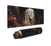 Grande tappetino per mouse da gioco, motivo: cervo incantato in grotta, tappetino da scrivania con bordi cuciti, tappetino per mouse per laptop, tastiera PC, tappetino per mouse per lavoro, gioco e