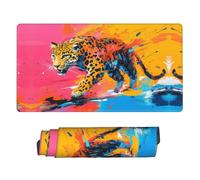 Grande tappetino per mouse da gioco, motivo leopardato a caccia con base in gomma, tappetino da scrivania con bordi cuciti, tappetino per mouse per laptop, tastiera PC, tappetino per mouse per lavoro