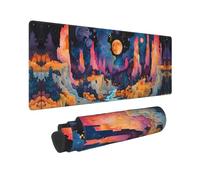 Grande tappetino per mouse da gioco, motivo paesaggio cosmico fantasy, tappetino da scrivania in gomma con bordi cuciti, tappetino per mouse per laptop, tastiera PC, tappetino per mouse per lavoro