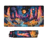 Grande tappetino per mouse da gioco, motivo paesaggio cosmico fantasy, tappetino da scrivania in gomma con bordi cuciti, tappetino per mouse per laptop, tastiera PC, tappetino per mouse per lavoro