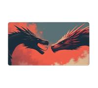 Grande tappetino per mouse da gioco, retro con stampa di draghi rossi duello, tappetino antiscivolo per tastiera e mouse da scrivania, tappetino per mouse per ufficio e casa, accessori per la casa