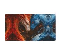 Grande tappetino per mouse da gioco, tappetino per tastiera, tappetino da scrivania, tappetino antiscivolo opaco per scrivania, rosso e blu Fire Dragon F, tappetino per mouse per ufficio e casa