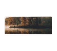 Grande tappetino per mouse da gioco, XL, 80 x 30 cm, con riflesso di alberi su un lago, tappetino da scrivania per tastiera e mouse, lavabile, con base antiscivolo, impermeabile, per gamer, ufficio e
