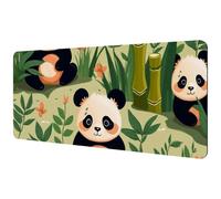 Grande tappetino per mouse da ufficio, con panda e bambù, antiscivolo, leggero, 89,4 x 40 cm