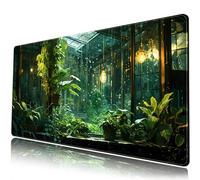Grande tappetino per mouse estetico verde con stampa vegetale, comodo tappetino da scrivania, giorni di pioggia, stile serra, formato XXL per una copertura completa della scrivania, 80 x 40 cm, ideale