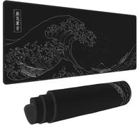 Grande tappetino per mouse nero anime esteso The Great Wave off Kanagawa pittura Big Gaming Mouse Mat XXL antiscivolo base in gomma resistente all'acqua tappetino per tastiera per computer Full Desk