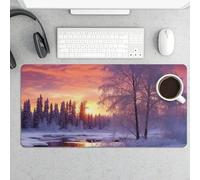 Grande tappetino per mouse, protezione per scrivania con paesaggio invernale, impermeabile, tappetino da scrivania per tastiera e mouse, base in gomma antiscivolo, tappetino per mouse da gioco, per