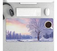 Grande tappetino per mouse, protezione per scrivania con paesaggio invernale, impermeabile, tappetino da scrivania per tastiera e mouse, base in gomma antiscivolo, tappetino per mouse da gioco, per