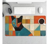 Grande tappetino per mouse, tappetino da scrivania con gatto arte moderna, impermeabile, tappetino da scrivania per tastiera e mouse, base in gomma antiscivolo, tappetino da scrivania, tappetino per