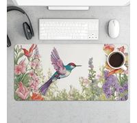 Grande tappetino per mouse, tappetino per mouse da giardino con uccelli e fiori, protezione impermeabile per tastiera e mouse, base in gomma antiscivolo, tappetino da scrivania, tappetino per mouse da