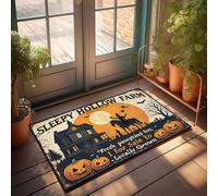 Grande tappetino per porta d'ingresso all'aperto Sleepy Hollow Farm: zucche appena raccolte in vendita! Zerbino per porta d'ingresso, tappetini per esterni per la casa (50 x 80 cm)