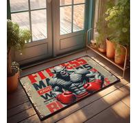 Grande tappetino per porta d'ingresso, motivo: mostro per il fitness, ideale per allenamenti, tappetino da scrivania per le vacanze (65 x 90 cm)