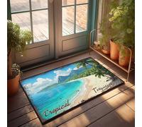 Grande tappetino per porta d'ingresso, per esterni, spiaggia, paradiso: trapezize tropicale, vista panoramica, zerbino per porta d'ingresso, tappetino per esterni e casa, per porta d'ingresso (65 x 90