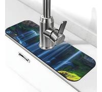 Grande tappetino per rubinetto con cascata e sole di montagna per lavello della cucina, tappetino per asciugatura, super assorbente, tappetino per lavello per cucina, bagno, bar, rubinetto
