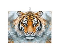 Grande tappetino scolapiatti in microfibra con testa di tigre, riutilizzabile, lavabile, per accessori da cucina, 45,7 x 61 cm