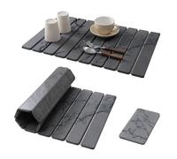 Grande Tappetino Scolapiatti in Pietra 2 Pezzi, Tappetino Pieghevole Super Assorbente, Terra Diatomacea Secca Rapida, Guardia Riutilizzabile Non Slip Per La Cucina, Bagno (Set K)