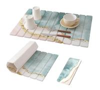 Grande Tappetino Scolapiatti in Pietra 2 Pezzi, Tappetino Pieghevole Super Assorbente, Terra Diatomacea Secca Rapida, Guardia Riutilizzabile Non Slip Per La Cucina, Bagno (Set H)