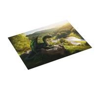 Grande tappetino scolapiatti per bancone della cucina, 45,7 x 61 cm, assorbente, con drago verde foresta profonda, tappetino scolapiatti in microfibra con anello per appendere