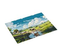 Grande tappetino scolapiatti per bancone della cucina, 45,7 x 61 cm, assorbente, in campagna con mucca, tappetino per scolapiatti in microfibra con anello per appendere