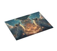 Grande tappetino scolapiatti per bancone della cucina, 45,7 x 61 cm, assorbente, motivo: cielo stellato, nuvola, lupo, tappetino per scolapiatti in microfibra con anello per appendere