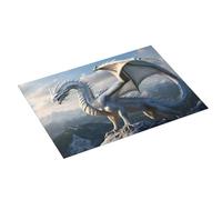 Grande tappetino scolapiatti per bancone della cucina, 45,7 x 61 cm, assorbente, motivo: drago bianco montagna, tappetino per scolapiatti in microfibra con anello per appendere