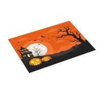 Grande tappetino scolapiatti per bancone della cucina, 45,7 x 61 cm, assorbente, motivo Halloween arancione con scena notturna, tappetino in microfibra con anello per appendere
