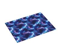 Grande tappetino scolapiatti per bancone della cucina, 45,7 x 61 cm, blu e bianco, con stampa fulmine, tappetino assorbente in microfibra per bancone della cucina, tappetino antiscivolo con anello per