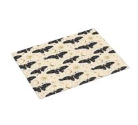 Grande tappetino scolapiatti per bancone della cucina, 45,7 x 61 cm, blu scuro, stampa con farfalla e luna, tappetino assorbente in microfibra per bancone della cucina, tappetino antiscivolo con