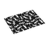 Grande tappetino scolapiatti per bancone della cucina, 45,7 x 61 cm, in microfibra assorbente, con geco lucertola, nero e bianco, tappetino per scolapiatti con anello per appendere