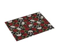 Grande tappetino scolapiatti per bancone della cucina, 45,7 x 61 cm, in microfibra assorbente, con teschio di rosa rossa, tappetino per scolapiatti con anello per appendere