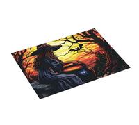Grande tappetino scolapiatti per bancone della cucina, 45,7 x 61 cm, in microfibra assorbente, per Halloween, strega, pittura su finestre, tappetino per cucina, scolapiatti con anello per appendere
