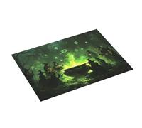 Grande tappetino scolapiatti per bancone della cucina, 45,7 x 61 cm, in microfibra assorbente, per Halloween, foresta verde, tappetino per scolapiatti con anello per appendere