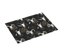 Grande tappetino scolapiatti per bancone della cucina, 45,7 x 61 cm, in microfibra, assorbente, stile gotico, con teschio di capra, tappetino per scolapiatti con anello per appendere