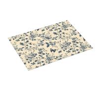 Grande tappetino scolapiatti per bancone della cucina, 45,7 x 61 cm, inchiostro blu, stampa farfalla fiore tappetino assorbente in microfibra per bancone della cucina, tappetino antiscivolo con anello