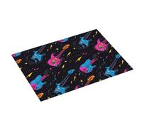 Grande tappetino scolapiatti per bancone della cucina, 45,7 x 61 cm, stampa a chitarra, blu, rosa, assorbente, in microfibra, tappetino per scolapiatti con anello per appendere