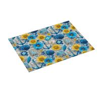 Grande tappetino scolapiatti per bancone della cucina, 45,7 x 61 cm, stampa con ancora blu girasole, tappetino assorbente in microfibra per bancone della cucina, tappetino antiscivolo con anello per