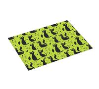 Grande tappetino scolapiatti per bancone della cucina, 45,7 x 61 cm, stampa con gatto nero e verde, tappetino assorbente in microfibra per bancone della cucina, tappetino antiscivolo con anello per