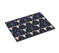 Grande tappetino scolapiatti per bancone della cucina, 45,7 x 61 cm, stampa con teschio di pecora, blu navy, tappetino assorbente in microfibra per bancone della cucina, tappetino antiscivolo con