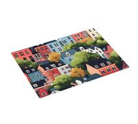 Grande tappetino scolapiatti per bancone della cucina, 45,7 x 61 cm, stampa di città dei cartoni animati, tappetino assorbente in microfibra per bancone della cucina, tappetino antiscivolo con anello